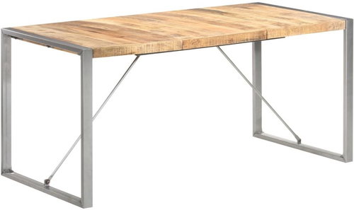 Dining table 160x80x75 cm solid rough mango wood - Dining Table - Main image