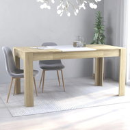 Dining table white and sonoma oak 160x80x76 cm chipboard - Dining Table
