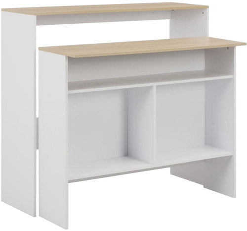 Bar table with 2 table tops white and oak 130x40x120 cm 280220 - Bar Table - Main image