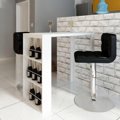 MDF Bar Table with High-gloss White Wine Shelves - Bar Table - Main image