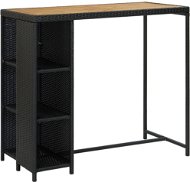 Barový stolík s úložným regálom čierny 120 × 60 × 110 cm polyratan - Barový stôl