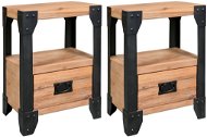 Nočný stolík 2 ks masívne akáciové drevo a oceľ 40 × 30 × 54 cm - Nočný stolík