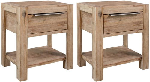 Noční stolky se zásuvkami 2 ks 40 x 30 x 48 cm masivní akácie - Night Stand - Main image