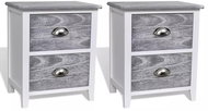 Noční stolek se 2 zásuvkami šedý / bílý sada 2 ks - Night Stand