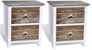 Noční stolek se 2 zásuvkami hnědý / bílý sada 2 ks - Noční stolek