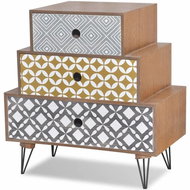 Noční stolek se 3 zásuvkami hnědý - Noční stolek