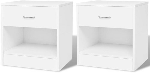 2 bedside tables with drawer, white - Night Stand - Main image