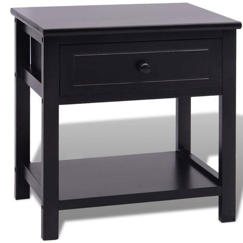 Black wooden bedside table - Night Stand - Main image