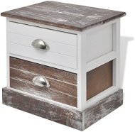 Nočný stolík, drevený hnedý a biely - Nočný stolík