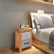 Noční stolek se zásuvkami 34x34x46 cm masivní dřevo - Noční stolek