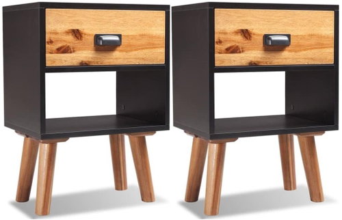 Bedside table solid acacia wood 2 pcs 40 x 30 x 58 cm - Night Stand - Main image
