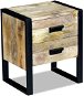 Odkládací stolek se 2 zásuvkami, masivní mangovníkové dřevo 43x33x51 cm - Noční stolek