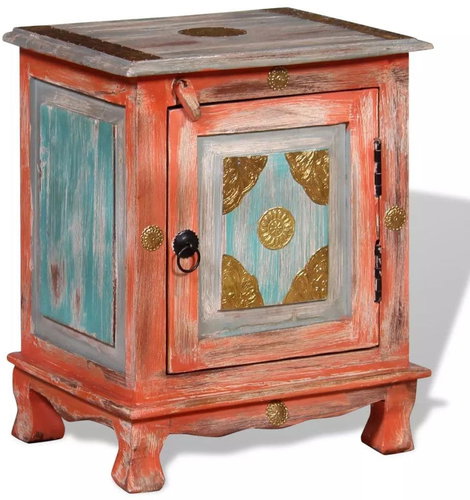 Noční stolek, masivní mangovníkové dřevo, oranžový - Night Stand - Main image