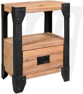 Nočný stolík, masívne akáciové drevo a oceľ, 40 x 30 x 54 cm - Nočný stolík