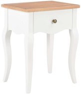 Noční stolek bílý a hnědý 40 x 30 x 50 cm masivní borové dřevo - Noční stolek
