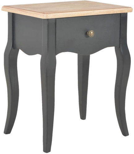Noční stolek černý a hnědý 40 x 30 x 50 cm masivní borové dřevo - Night Stand - Main image