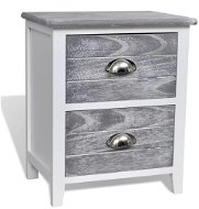 Noční stolek šedý a bílý 38 x 28 x 45 cm dřevo pavlovnie  - Noční stolek