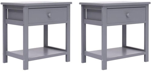 Bedside tables 2 pcs grey 40 x 29 x 42 cm wood pavlovnia - Night Stand - Main image
