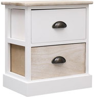 Noční stolek bílý a přírodní 38 x 28 x 45 cm dřevo pavlovnie - Noční stolek