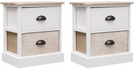 Bedside tables 2 pcs white and natural 38x28x45 cm wood pavlovnie - Night Stand