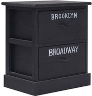 Bedside table black 38 x 28 x 45 cm wood pavlovnia - Night Stand