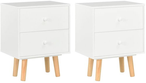 Noční stolky 2 ks bílé 40 x 30 x 50 cm masivní borové dřevo - Night Stand - Main image