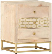 Noční stolek zlatý 40x30x50 cm masivní mangovníkové dřevo - Noční stolek
