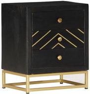 Noční stolek černozlatý 40x30x50 cm masivní mangovníkové dřevo - Noční stolek