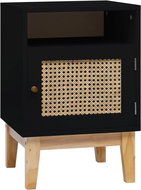 Noční stolek černý 40x40x61 cm MDF a ratan - Noční stolek