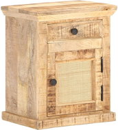 Noční stolek 40 x 30 x 50 cm masivní mangovník a přírodní rákos - Noční stolek