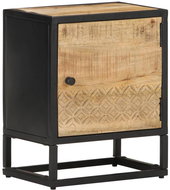 Noční stolek s vyřezávanými dvířky 40x30x50 cm hrubý mangovník - Noční stolek