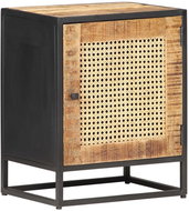 Noční stolek 40 x 30 x 50 cm masivní mangovník a přírodní rákos - Noční stolek