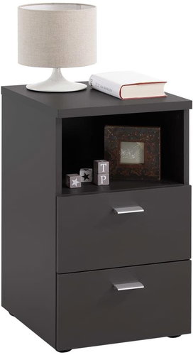 FMD Noční stolek se 2 zásuvkami a otevřenou poličkou černý - Night Stand - Main image