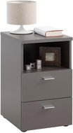 FMD Noční stolek se 2 zásuvkami a otevřenou poličkou lávově šedý - Night Stand