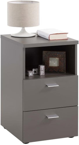FMD Noční stolek se 2 zásuvkami a otevřenou poličkou lávově šedý - Night Stand - Main image