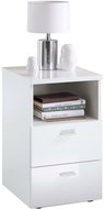 FMD Noční stolek se 2 zásuvkami police lesklý bílý - Night Stand