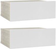 Nástěnné noční stolky 2 ks bílé a sonoma 40x30x15cm dřevotříska - Noční stolek
