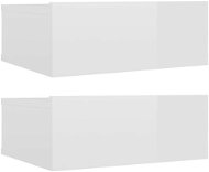 Nástenné nočné stolíky 2 ks lesklé biele 40 × 30 × 15 cm drevotrieska - Nočný stolík