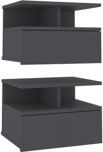 Nástěnné noční stolky 2 ks šedé 40 x 31 x 27 cm dřevotříska - Night Stand - Main image