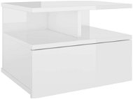 Nástěnný noční stolek bílý vysoký lesk 40x31x27 cm dřevotříska - Noční stolek