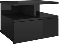 Nástěnný noční stolek černý vysoký lesk 40x31x27 cm dřevotříska - Noční stolek