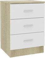 Noční stolek bílý a dub sonoma 38 x 35 x 56 cm dřevotříska - Night Stand