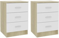 Noční stolky 2 ks bílé dub sonoma 38 x 35 x 56 cm dřevotříska - Noční stolek