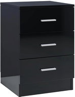 Noční stolek černý s vysokým leskem 38 x 35 x 56 cm dřevotříska - Noční stolek