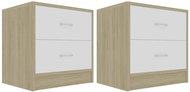 Noční stolky 2 ks bílé a dub sonoma 40 x 30 x 40 cm dřevotříska - Noční stolek