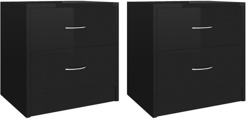 Noční stolky 2 ks černé s vysokým leskem 40x30x40cm dřevotříska - Night Stand - Main image