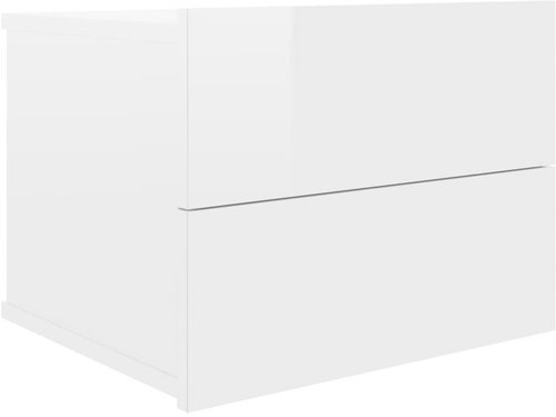 Noční stolek bílý s vysokým leskem 40x30x30 cm dřevotříska - Night Stand - Main image