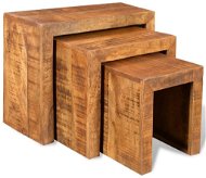 Sada 3 stohovateľných stolíkov vintage z mangovníkového dreva - Odkladací stolík