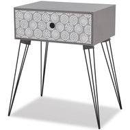 Bedside table with 1 drawer rectangular gray - Night Stand
