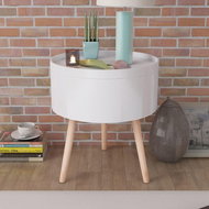 Side table with round tray 39.5x44.5 cm white - Side Table